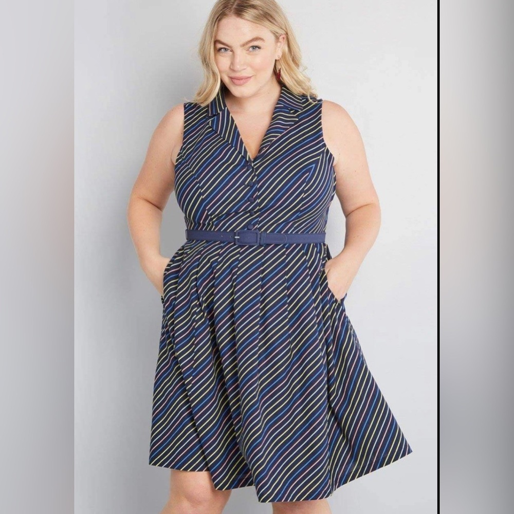 Modcloth Blue Striped Dress